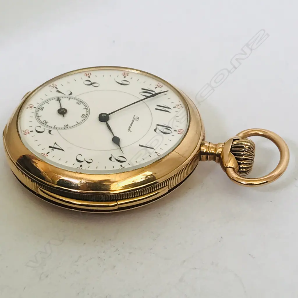 14ct gold Swiss open face quarter repeater pocket watch, signed 'Dunand' Image 1++