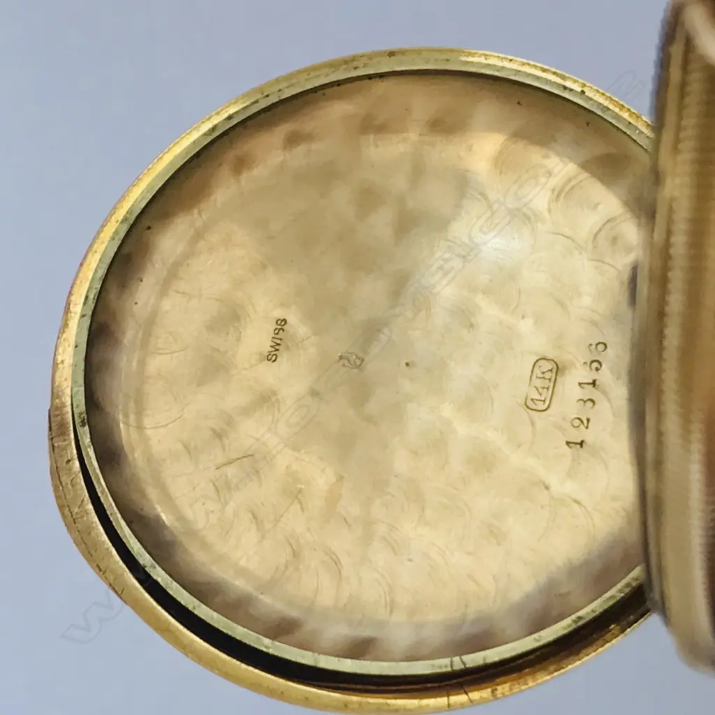 14ct gold Swiss open face quarter repeater pocket watch, signed 'Dunand' Image 1++