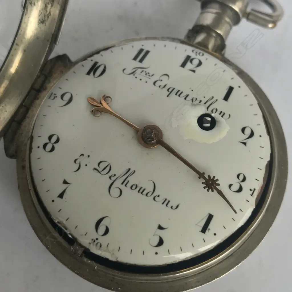 Early 19thC French silver consular cased verge pocket watch by Les Frères Esquivillon & De Choudens Image 1++