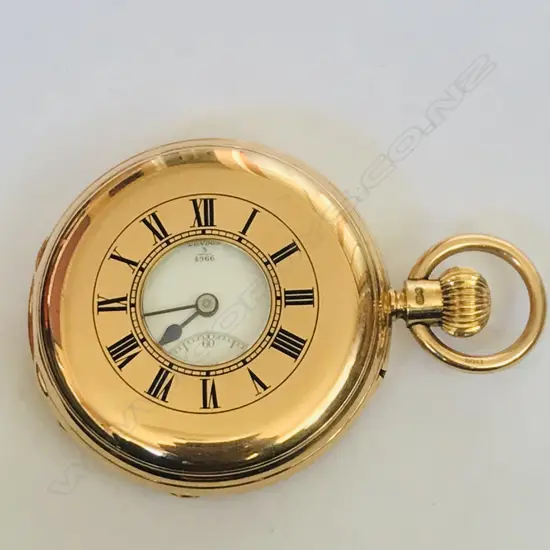 18ct gold half hunter pocket watch, signed Barraud and Lunds, London, number 3/4966