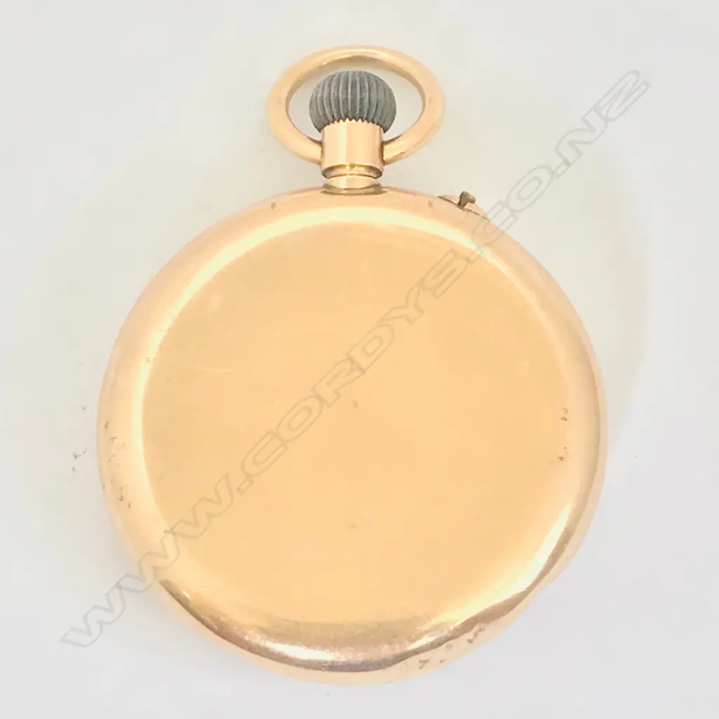 9ct gold open face pocket watch in Borgel's Patent screw case with Stauffer & Co 'Peerless' movement Image 1++