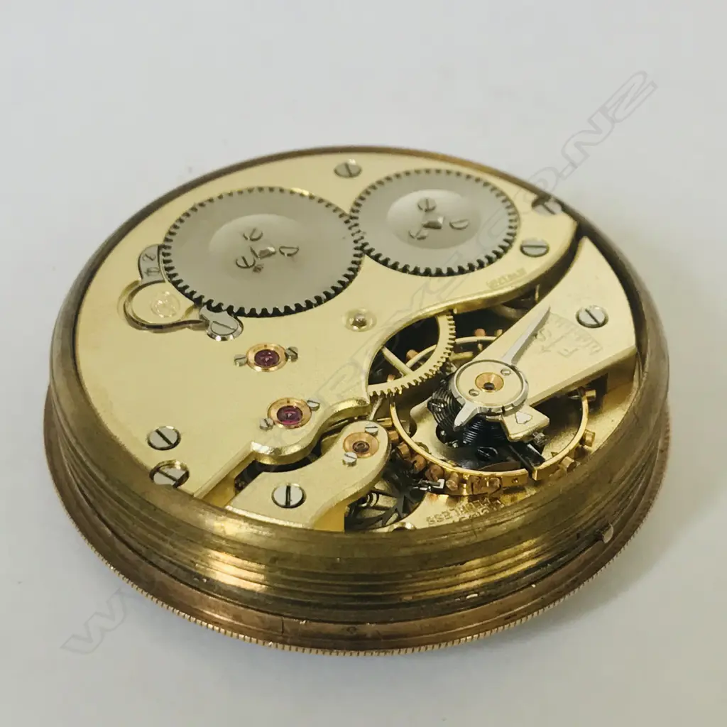 9ct gold open face pocket watch in Borgel's Patent screw case with Stauffer & Co 'Peerless' movement Image 1++
