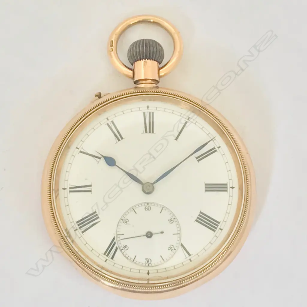 9ct gold open face pocket watch in Borgel's Patent screw case with Stauffer & Co 'Peerless' movement Image 1++