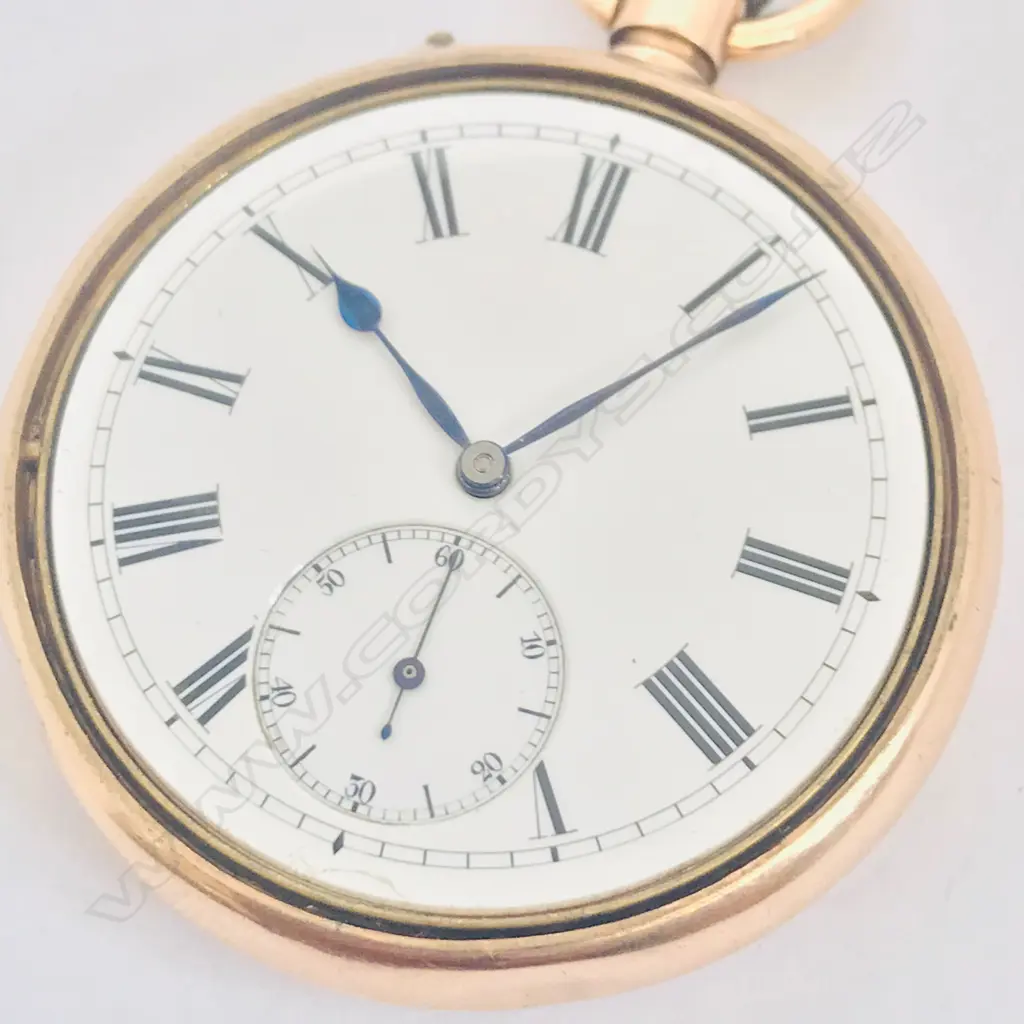 9ct gold open face pocket watch in Borgel's Patent screw case with Stauffer & Co 'Peerless' movement Image 1++