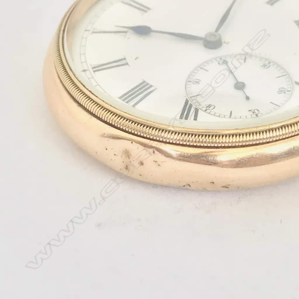 9ct gold open face pocket watch in Borgel's Patent screw case with Stauffer & Co 'Peerless' movement Image 1++