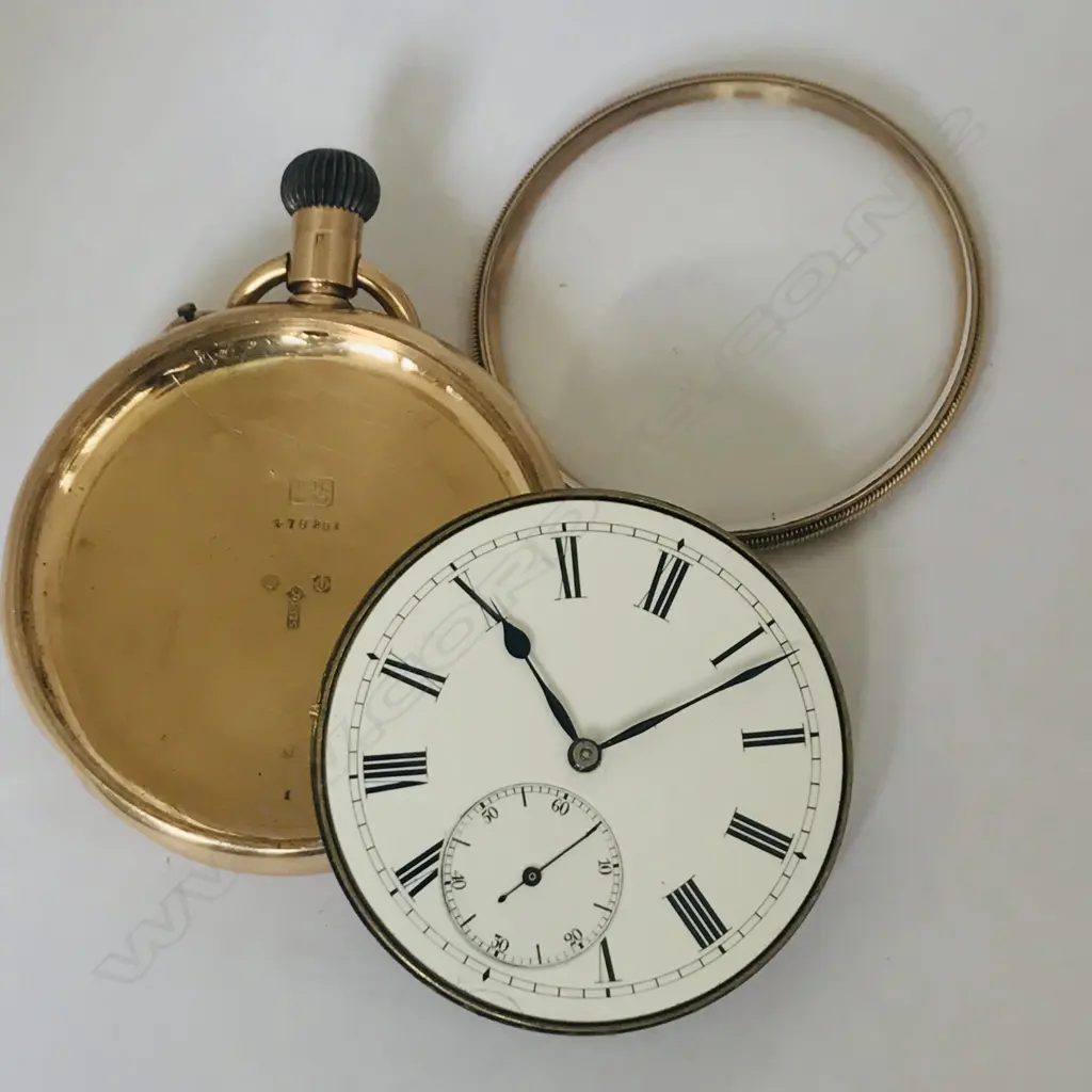 9ct gold open face pocket watch in Borgel's Patent screw case with Stauffer & Co 'Peerless' movement Image 1++