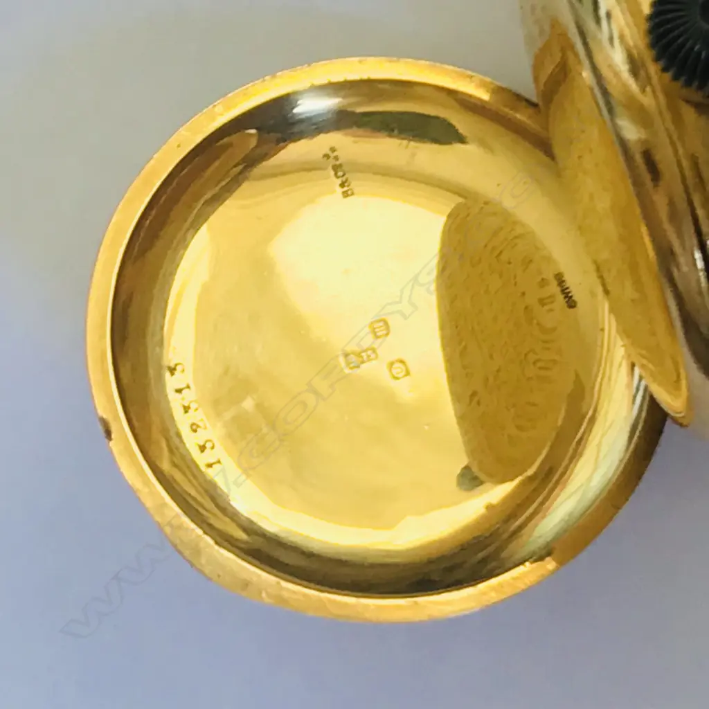 18ct gold hunter cased split seconds chronograph pocket watch, by Baume (Longines) Image 1++
