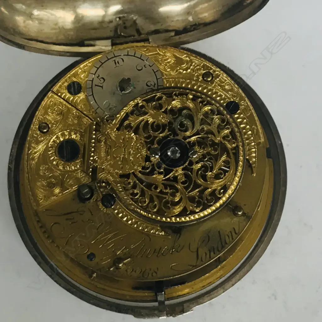 19thC silver pair case pocket watch by John Wightwick, London, converted from verge with centre seconds added, Image 1++