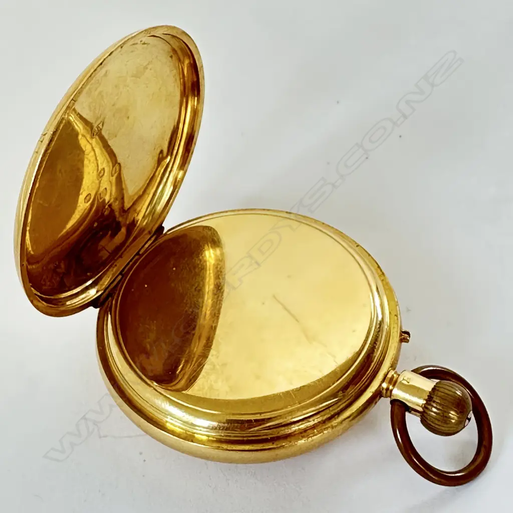 18ct gold half hunter pocket watch by the prominent maker Usher & Cole, London, number 28446, Image 1++