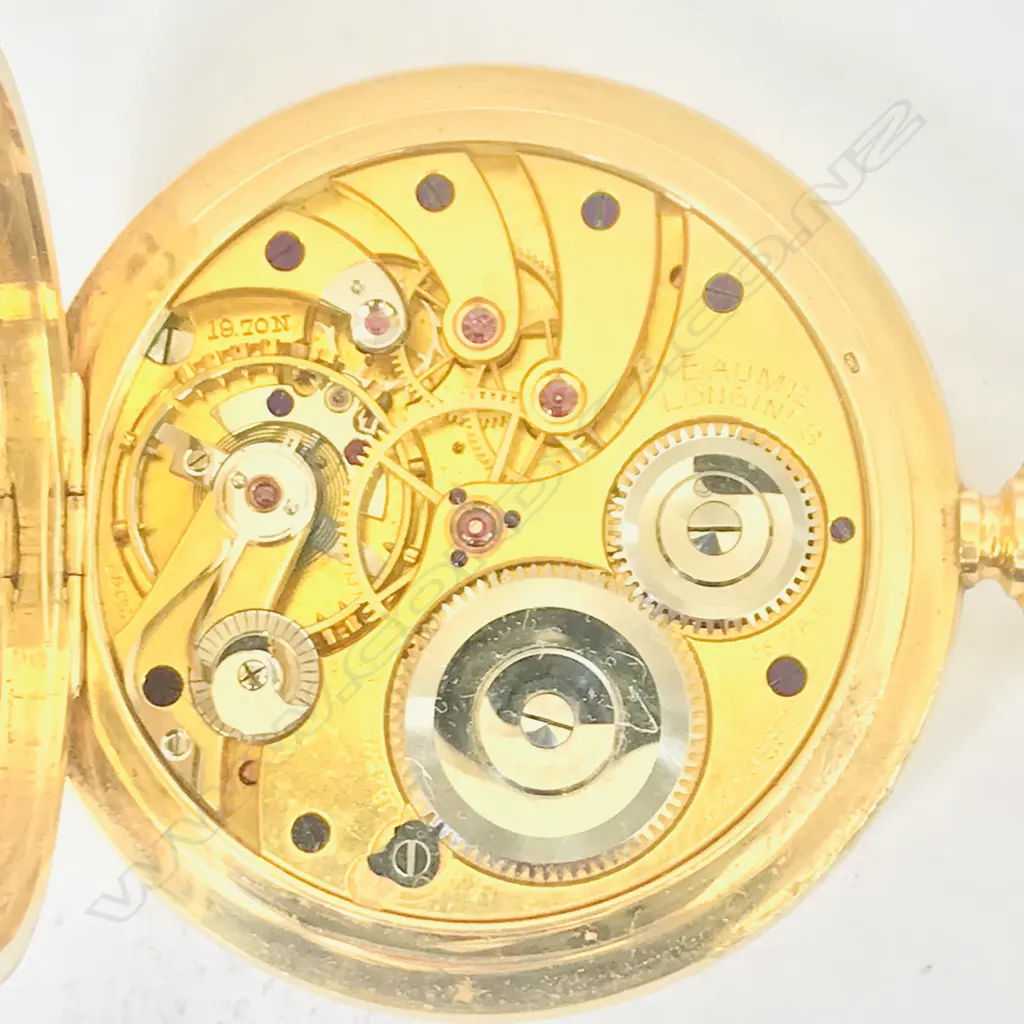 18ct gold hunter cased pocket watch signed 'Baume, Longines', Image 1++
