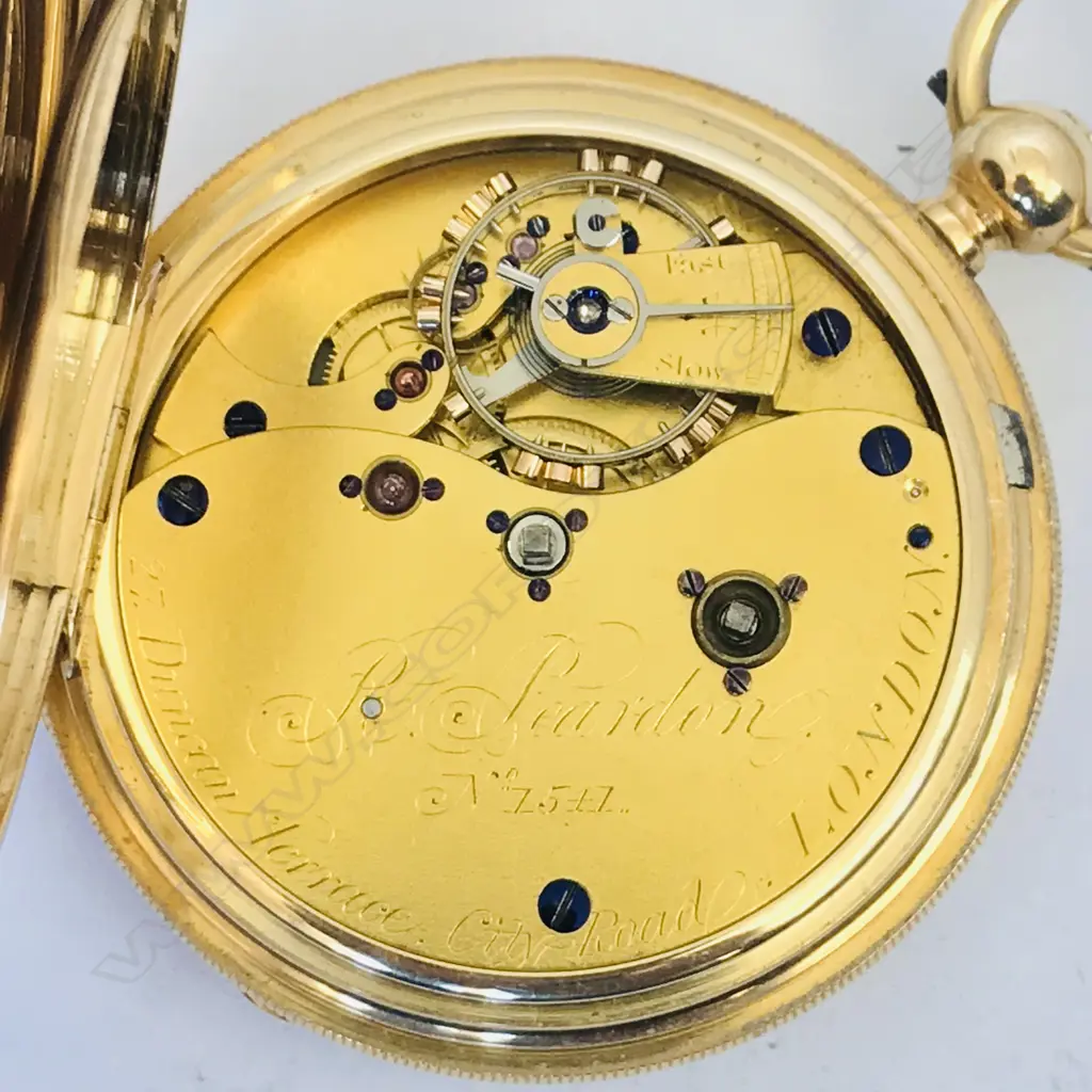 Fine Victorian 18ct gold hunter pocket watch with up/down dial, by Richard Peardon, London, Image 1++