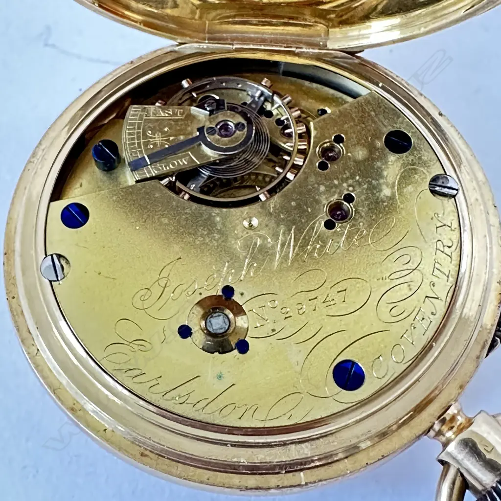 Heavy 18ct gold half hunter pocket watch by Joseph White, Coventry, number 29747 Image 1++