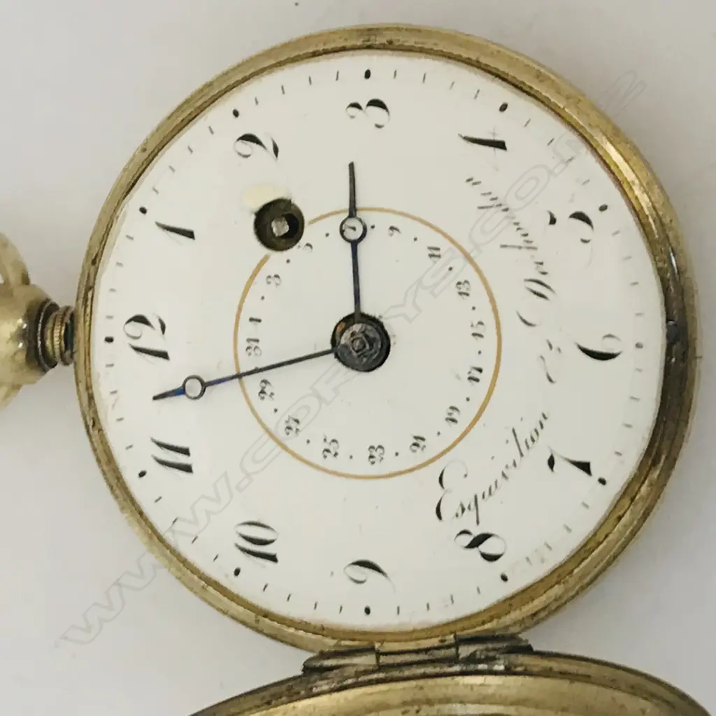 Early 19thC nickel cased open faced pocket watch marked 'Esquivilion & Dechoudan' Image 1++