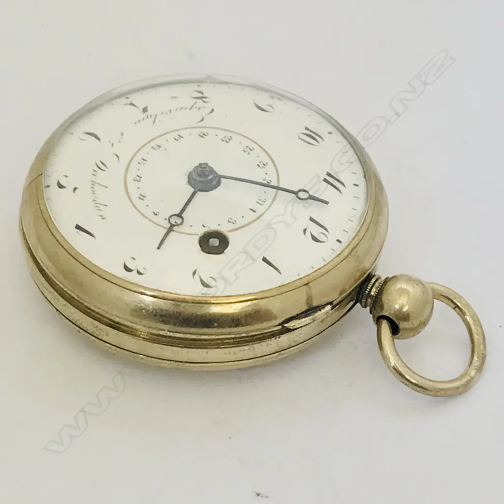 Early 19thC nickel cased open faced pocket watch marked 'Esquivilion & Dechoudan' Image 1++