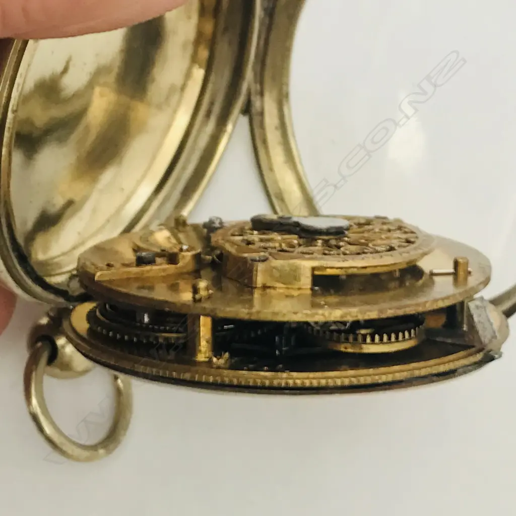 Early 19thC nickel cased open faced pocket watch marked 'Esquivilion & Dechoudan' Image 1++