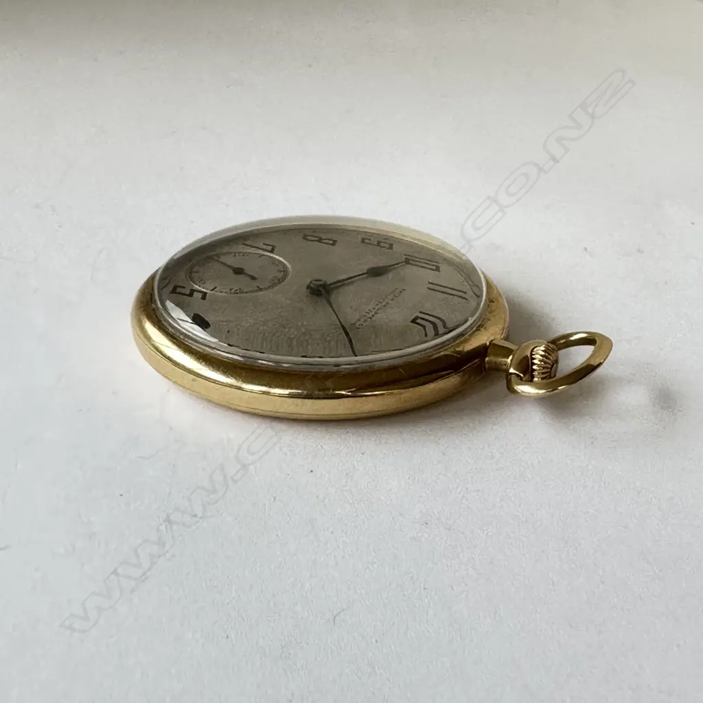 18ct gold, slim open face cased, dress pocket watch by Patek, Philippe & Co., number 806271, Image 1++