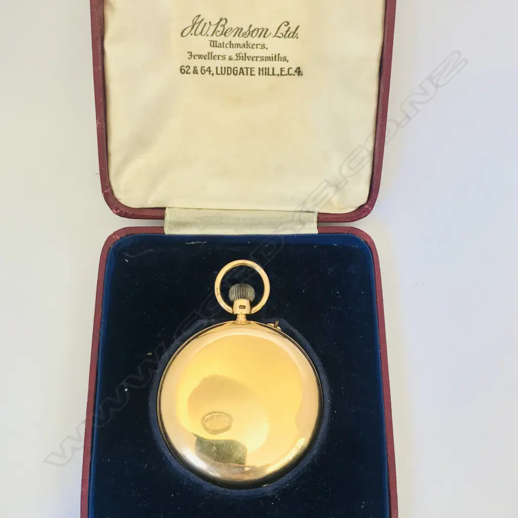 18ct gold hunter pocket watch, by J.W. Benson, London Image 1++