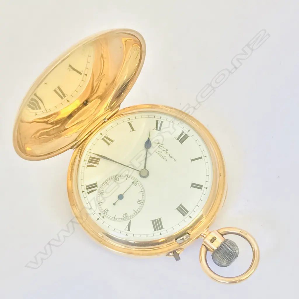 18ct gold hunter pocket watch, by J.W. Benson, London Image 1++