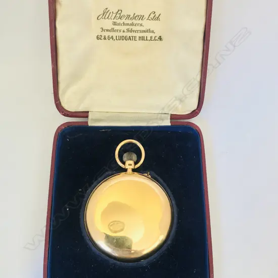 18ct gold hunter pocket watch, by J.W. Benson, London