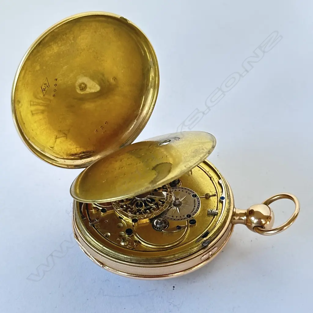 18ct gold open face drum case, verge pocket watch by Le Roy, Paris, number 10740, Image 1++