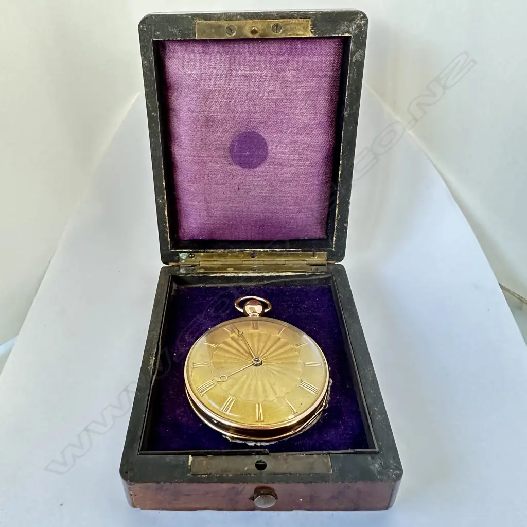18ct gold open face drum case, verge pocket watch by Le Roy, Paris, number 10740, Image 1++