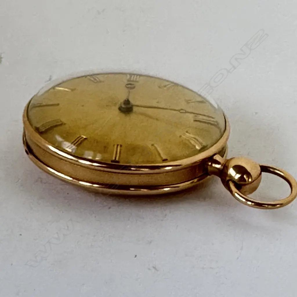 18ct gold open face drum case, verge pocket watch by Le Roy, Paris, number 10740, Image 1++