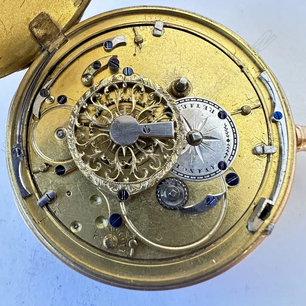 18ct gold open face drum case, verge pocket watch by Le Roy, Paris, number 10740, Image 1++