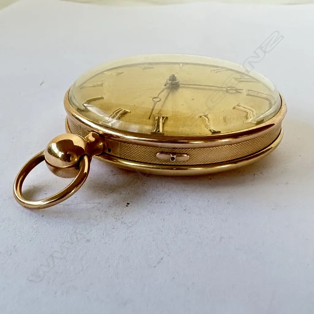 18ct gold open face drum case, verge pocket watch by Le Roy, Paris, number 10740, Image 1++