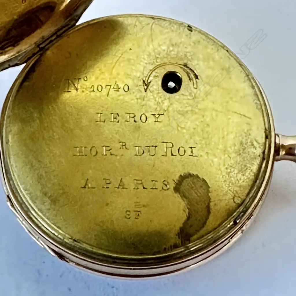 18ct gold open face drum case, verge pocket watch by Le Roy, Paris, number 10740, Image 1++