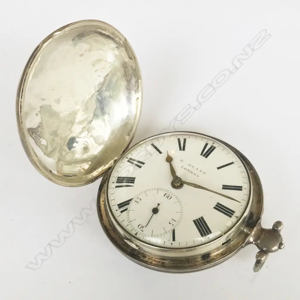 George III silver consular cased pocket watch, face signed G. Glare, London Image 1++