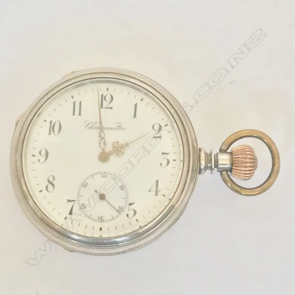Late 19thC coin silver cased open face Chronomètre pocket watch. Image 1++