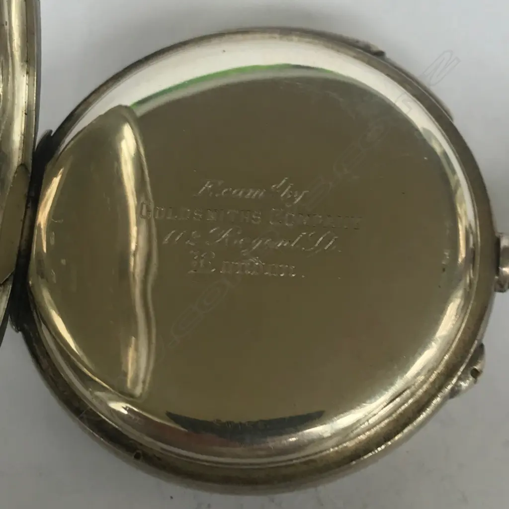 Swiss silver open face, quarter repeater pocket watch, retailed by Goldsmiths’ Company, London Image 1++