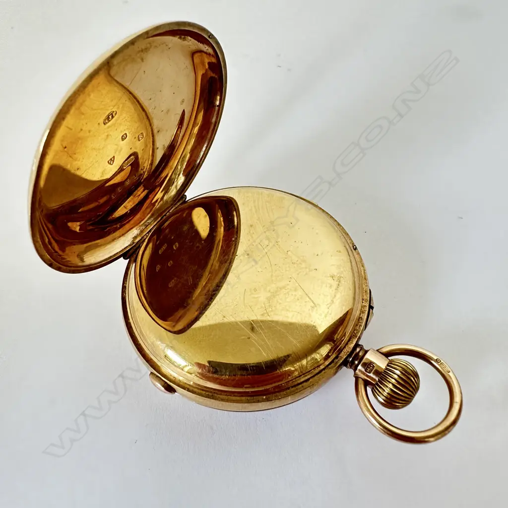 Swiss 9ct open face, quarter repeater chronograph pocket watch, Image 1++