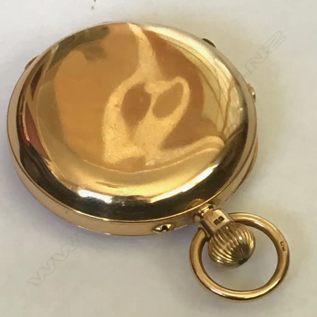 18ct gold hunter pocket watch - Swiss split seconds chronograph Image 1++