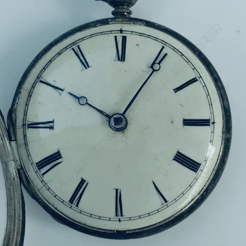 Early Victorian silver open face English cylinder pocket watch, Image 1++