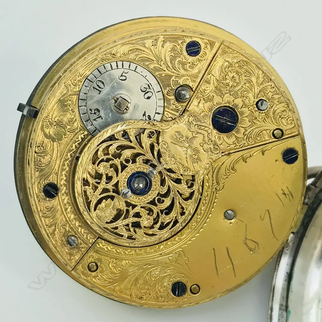 Early Victorian silver open face English cylinder pocket watch, Image 1++