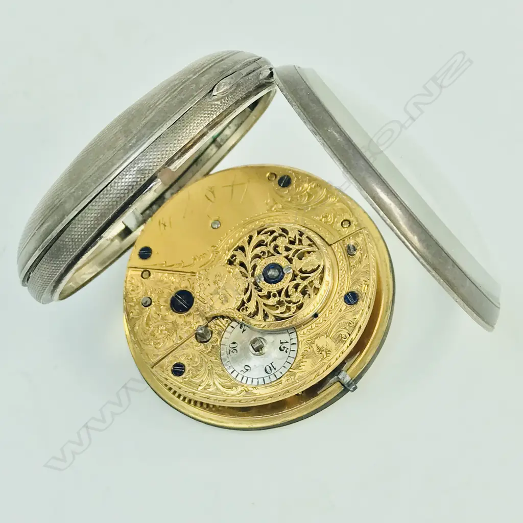 Early Victorian silver open face English cylinder pocket watch, Image 1++
