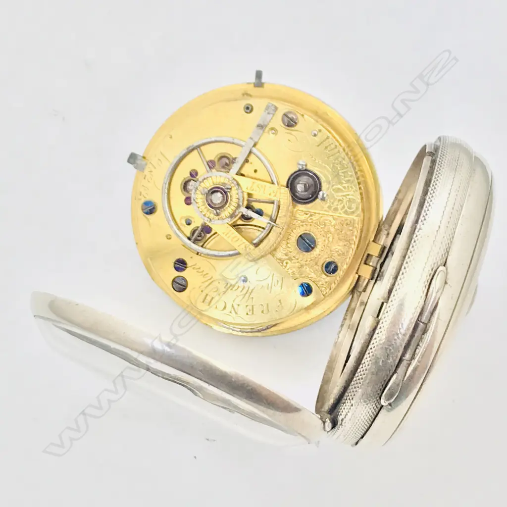 Silver open face pocket watch, the movement signed 'French, top High Street, Bristol' and numbered 18242 Image 1++