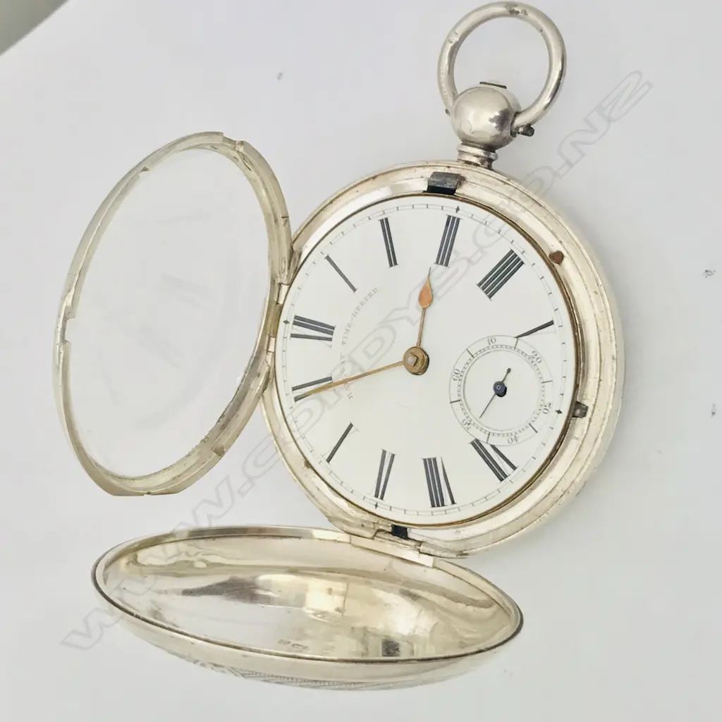 Large Victorian silver hunter pocket watch, by R. B. Stevenson, Liverpool 10291 Image 1++