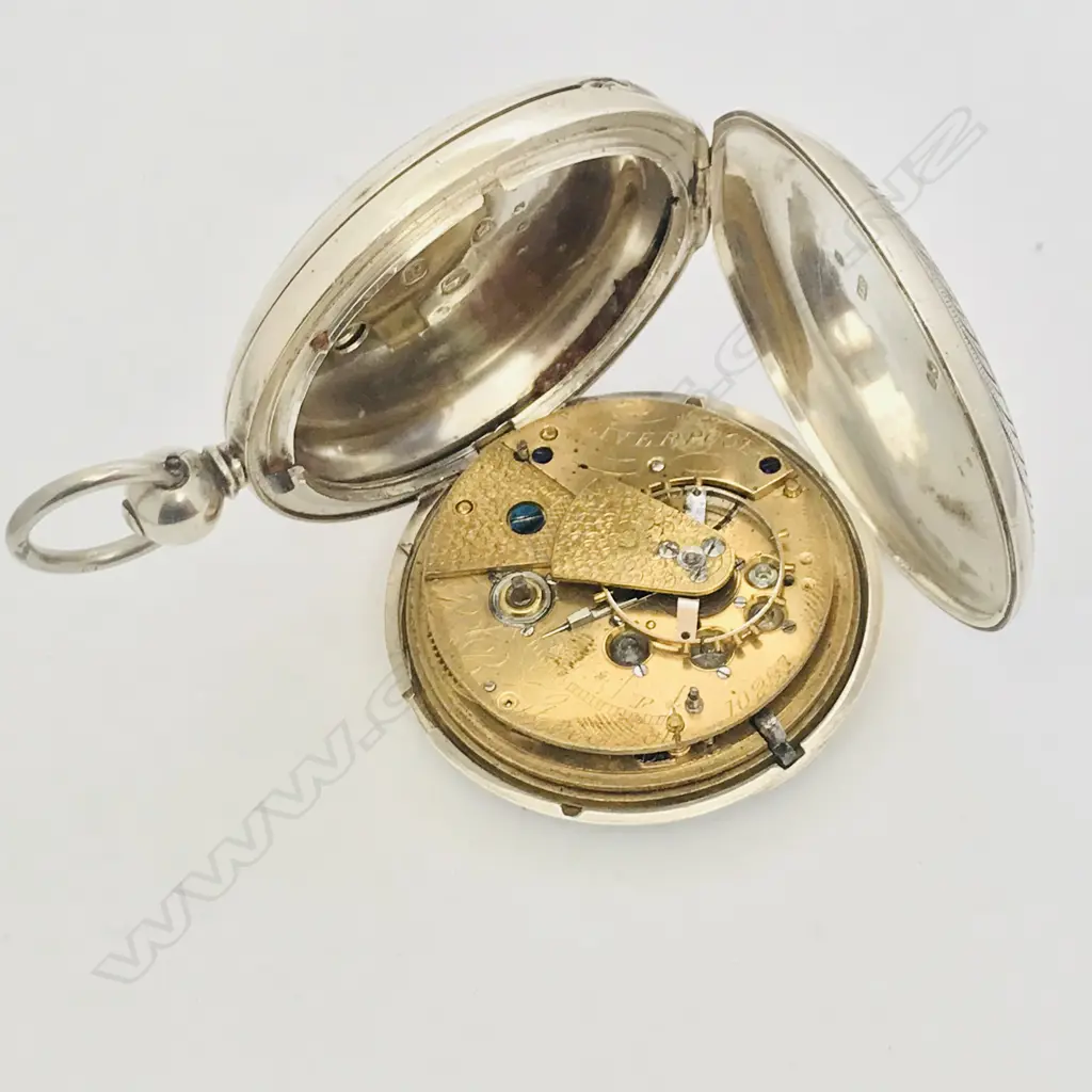 Large Victorian silver hunter pocket watch, by R. B. Stevenson, Liverpool 10291 Image 1++