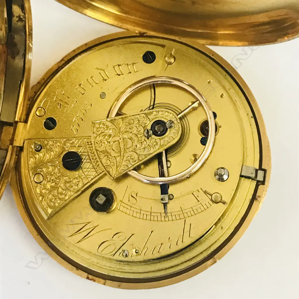 Victorian 18ct gold hunter pocket watch, by Erhardt, London, numbered 27753 Image 1++
