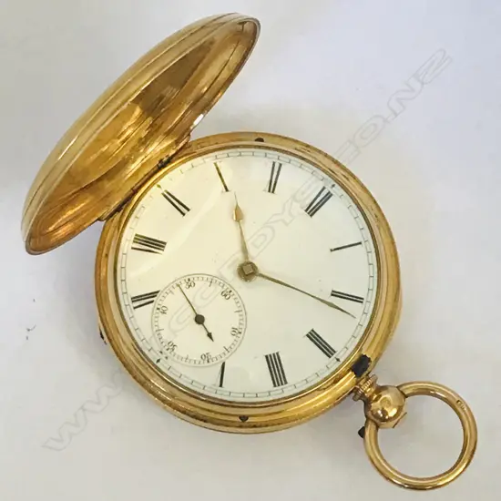 Victorian 18ct gold hunter pocket watch, by Erhardt, London, numbered 27753