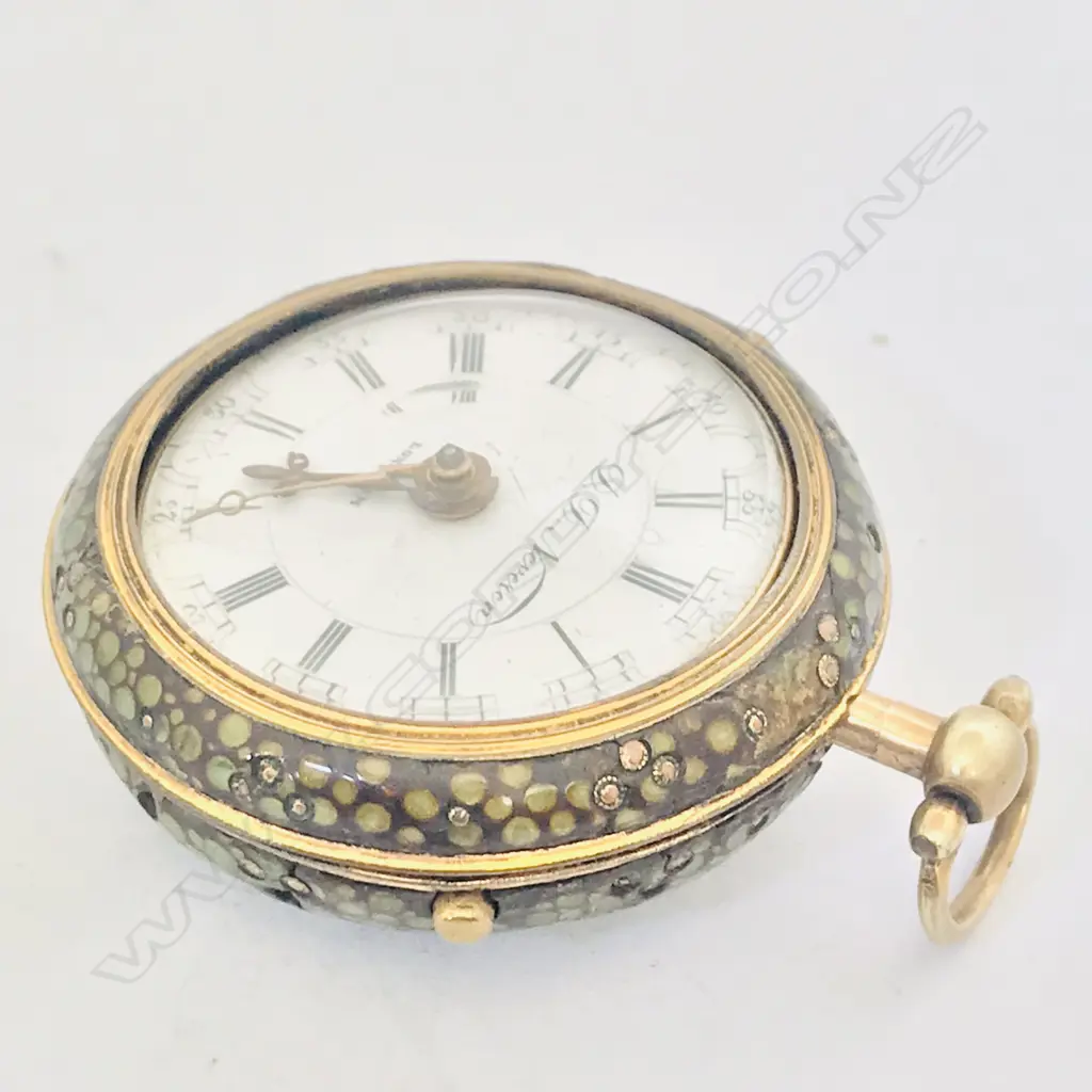 Shagreen pair cased pocket watch - by D.D. Neveren, London, Image 1++