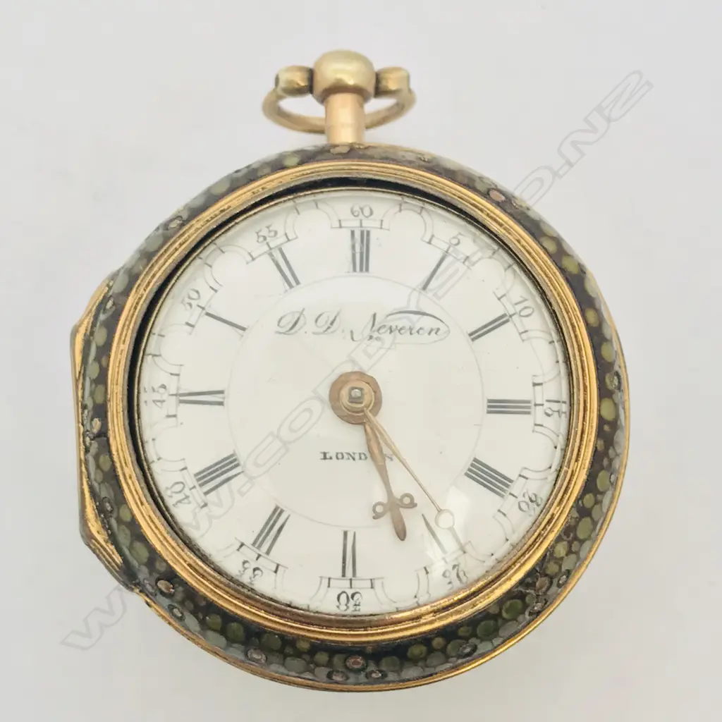 Shagreen pair cased pocket watch - by D.D. Neveren, London, Image 1++
