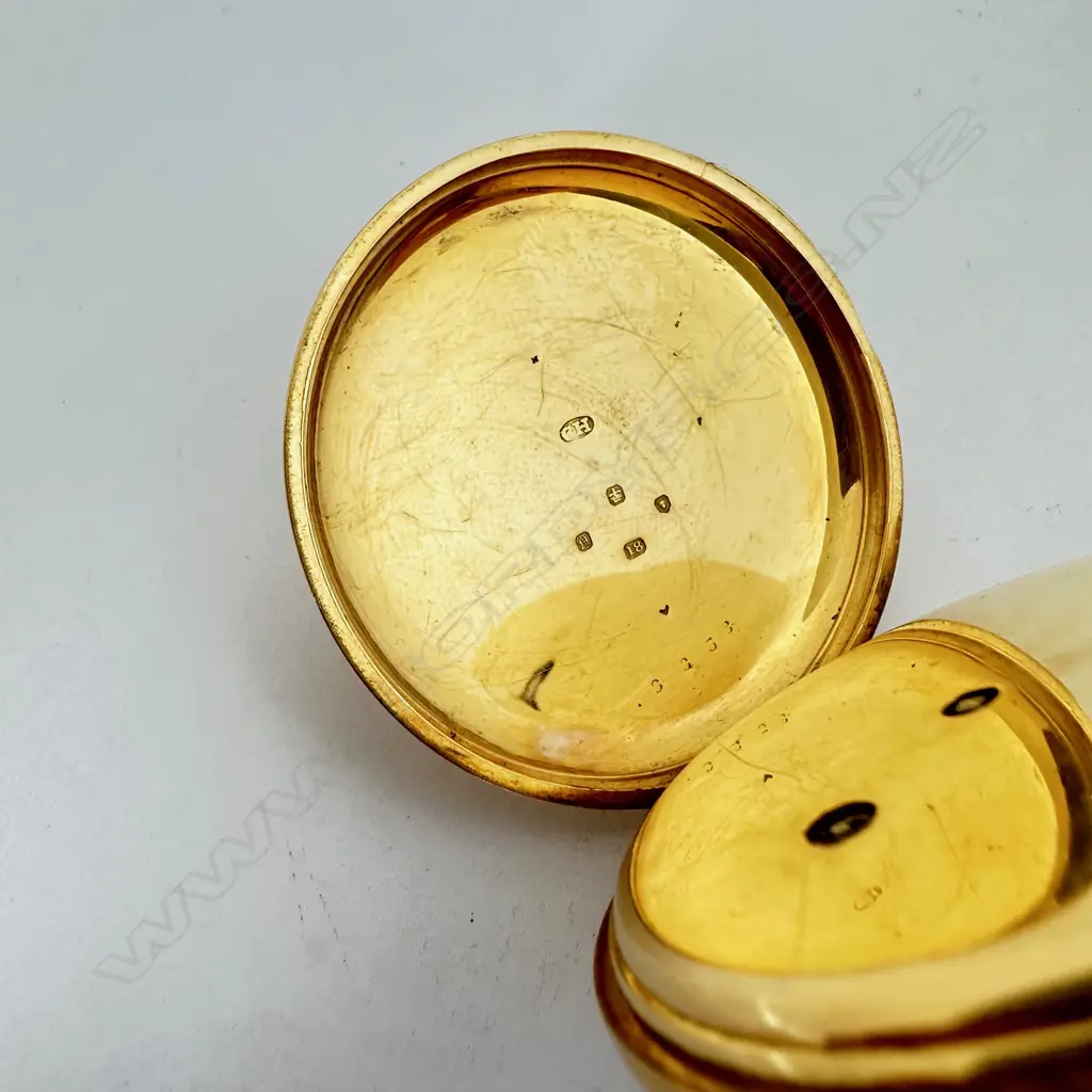 Victorian 18ct gold open face, duplex pocket watch by Baumgart, London, number 3258 Image 1++
