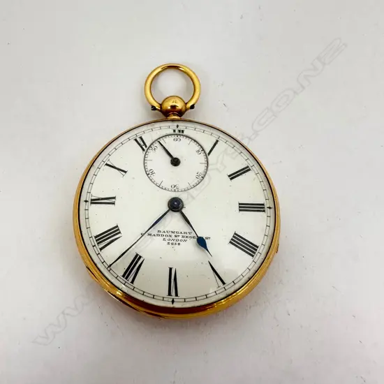 Victorian 18ct gold open face, duplex pocket watch by Baumgart, London, number 3258