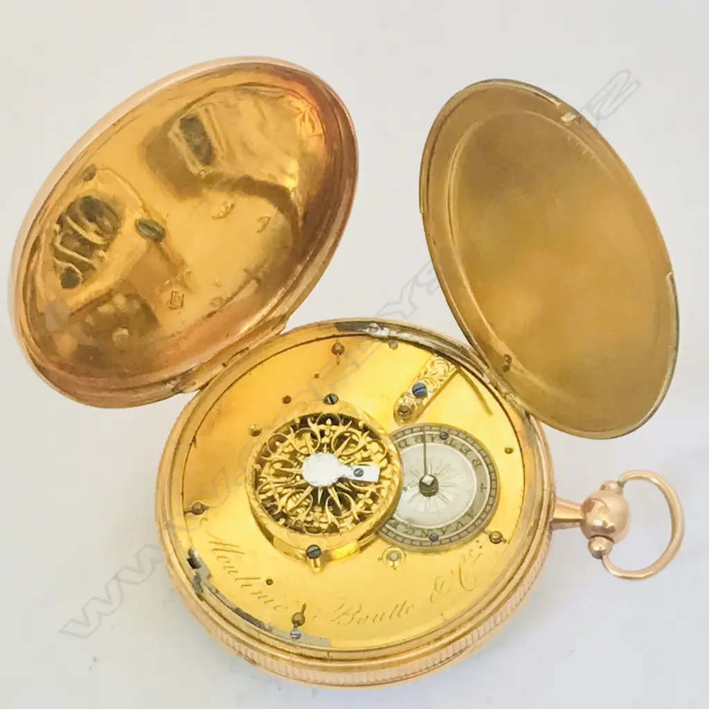 18ct gold open face pocket watch signed to the dial ‘Moulinié, Bautte & Cie’, Image 1++