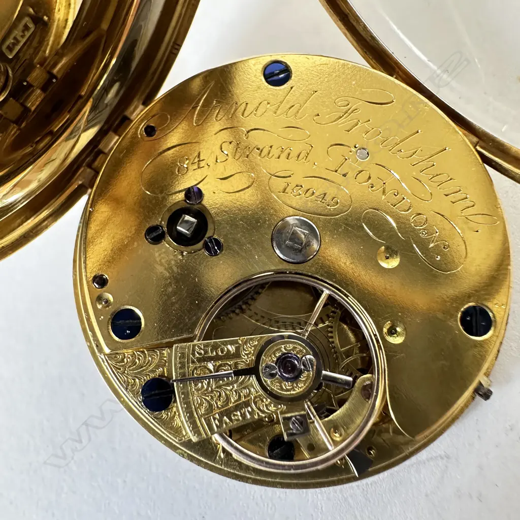Victorian 18ct gold lady's open face pocket watch, interestingly signed 'Arnold Frodsham, London', number 13049, Image 1++
