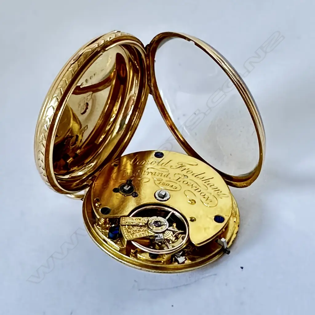 Victorian 18ct gold lady's open face pocket watch, interestingly signed 'Arnold Frodsham, London', number 13049, Image 1++