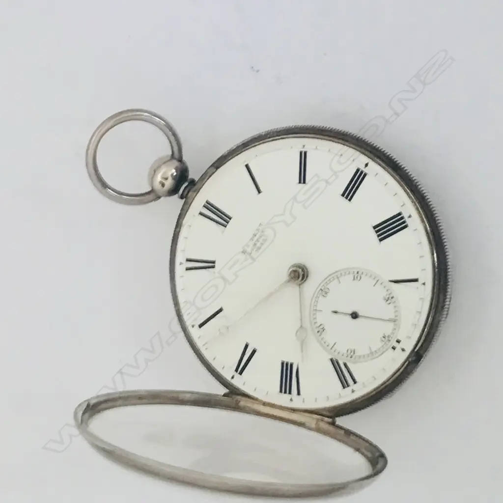 Victorian silver open face, dress style pocket watch by E. J Dent, London, number 7242, Image 1++